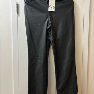 Zara Black Straight Leg Pants with Elastic Waistband